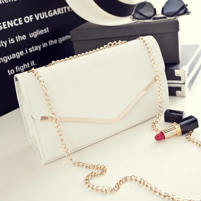 Hot Women Handbag Small V-Shape Chain Vintage Messenger Lady Shoulder Bag