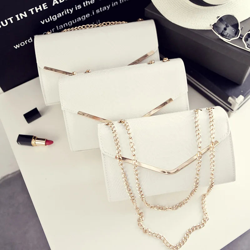 Hot Women Handbag Small V-Shape Chain Vintage Messenger Lady Shoulder Bag