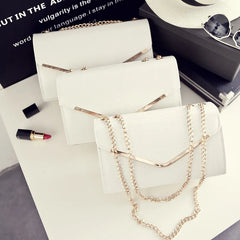 Hot Women Handbag Small V-Shape Chain Vintage Messenger Lady Shoulder Bag