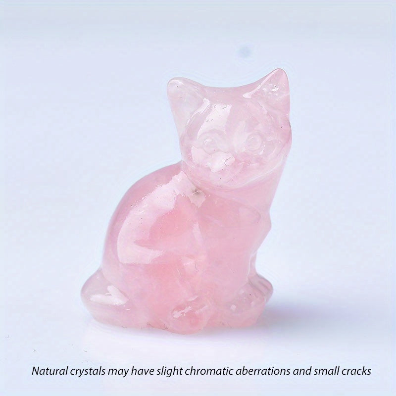 1pc Crystal Carved Cat Pocket Gift Healing Stone Moonsto