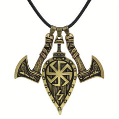 Men's Viking Shield Ax Pendant Necklace Casual Party Jewelry