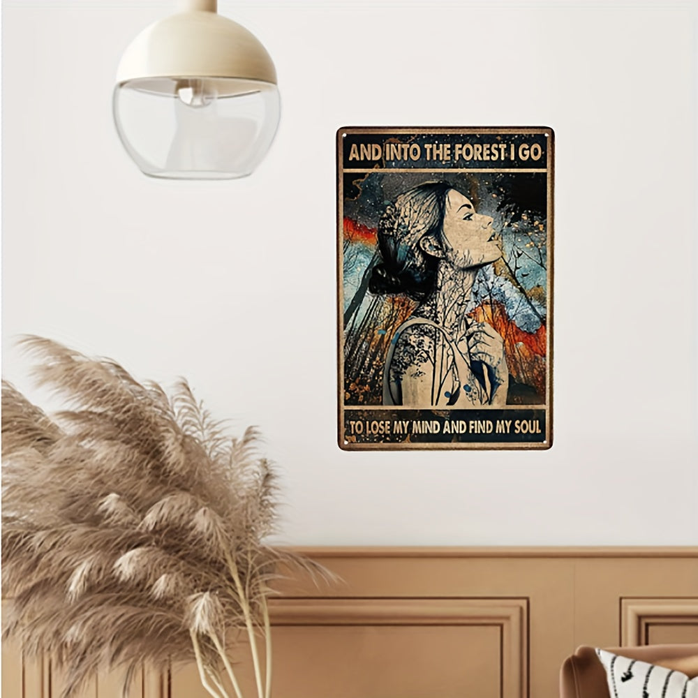 1pc Woman Forest Poster Vintage Tin Metal Sign Iron Painting Bar Garage Restaura