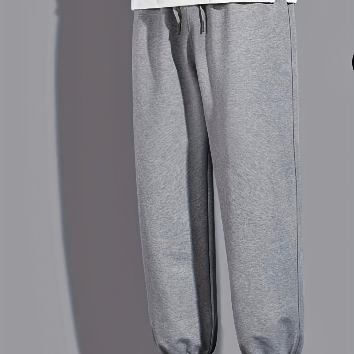 Men's Solid Drawstring Sweatpants Loose Fit Straight Leg