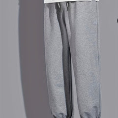 Men's Solid Drawstring Sweatpants Loose Fit Straight Leg
