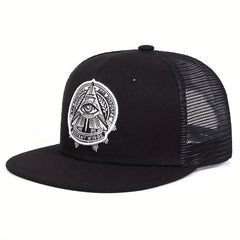 Men's Flat Brim Baseball Cap With Letter Embroidery