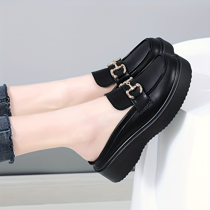 Women's Metal Decor Loafers Slip On Shoes