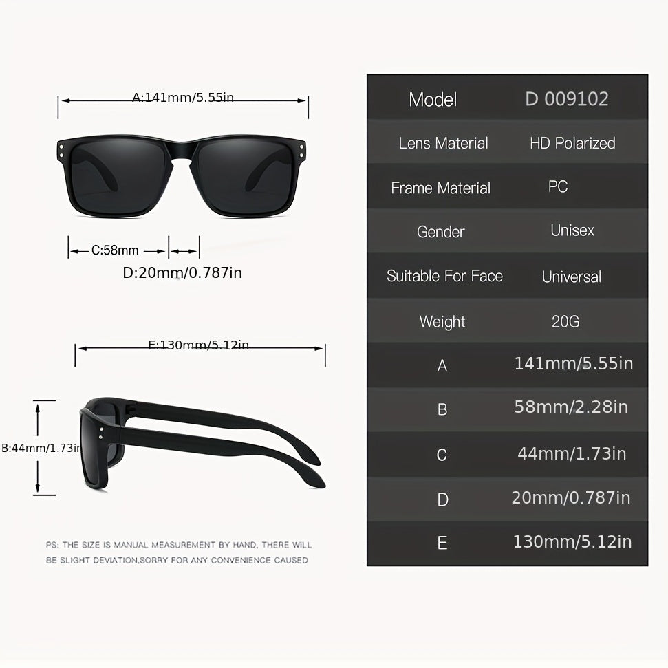 Men's Vintage Square Frame Polarized Sunglasses for Sports Fishing Driving