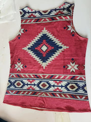  Geo Print Round Neck Graphic Tank Top