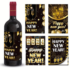8pcs Happy Year Bottle Sticker Party Decoration