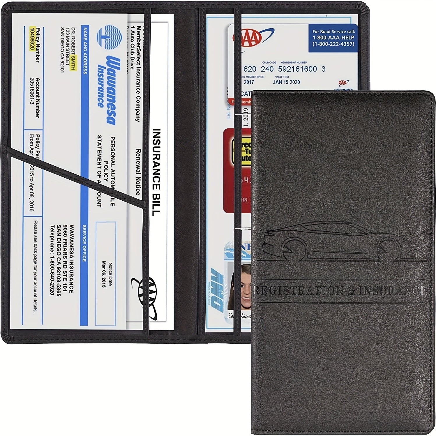 Car Document Organizer Case for Registration, Insurance, Driver & More