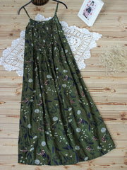  Leaf Print Ruched Cami Dress