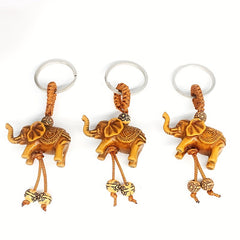 Wood Elephant Key Chain Pendant 3D Elephant Car Key Accessories