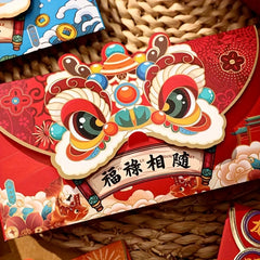 8pcs Lion Dance Red Envelopes Thickened Red Envelope Bags