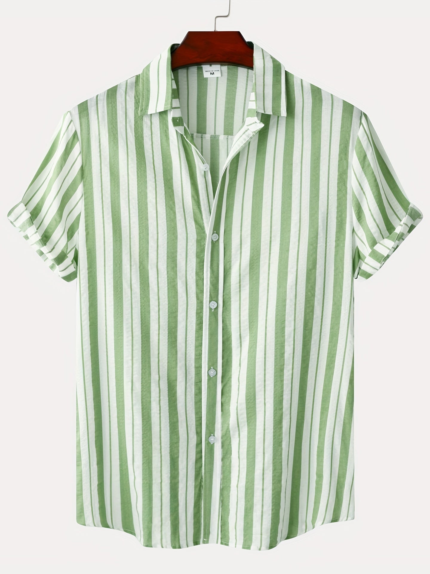 Stripe Print Men's Short Sleeve Shirt for Vacation