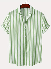Stripe Print Men's Short Sleeve Shirt for Vacation