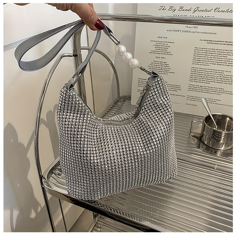 Rhinestone Crossbody Bag All Over Rhinestone Shoulder Bag Stylish Underarm Purse