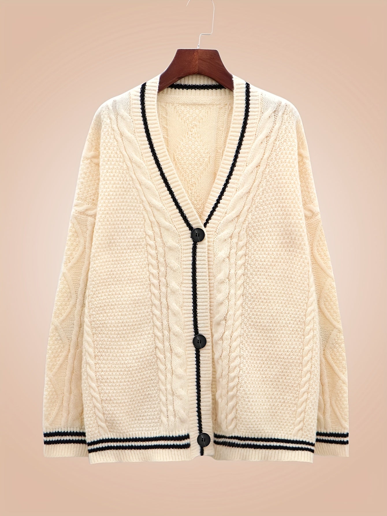  Stripe & Star Print Button Up Long Sleeve Cardigan