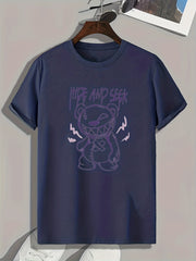 Broken Bear Print Men's Graphic T-shirt Casual Comfy Tees For Summer