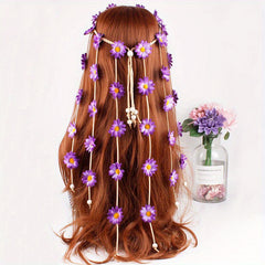 Bohemian Flower Headband with Sunflower Daisy Pendant