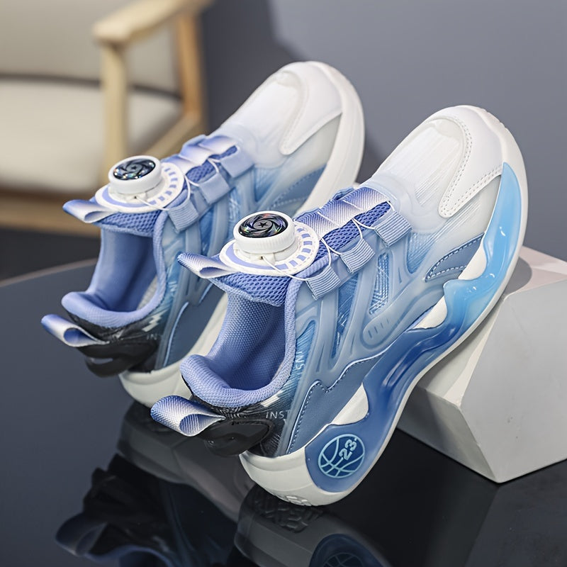 Boys Rotating Button Low Top Sneakers Breathable Non Slip Shoes