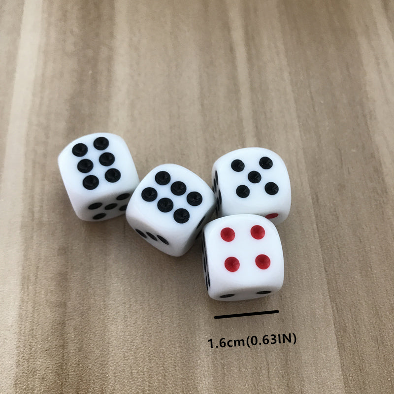 10pcs Acrylic Mahjong Dice Set, Red Dots, Rounded Corner, 10mm, 12mm, 16mm