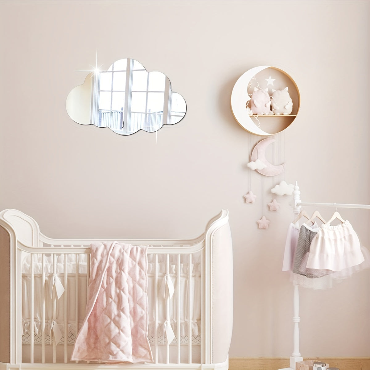 Cloud Plastic Mirror Wall Sticker for Kids Rooms
