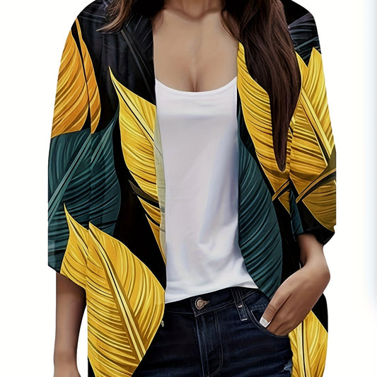  Tropical Print Batwing Cardigan