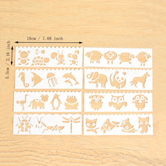 Cartoon Strip Series Coloring Ruler Set for Kids, 8 Pieces