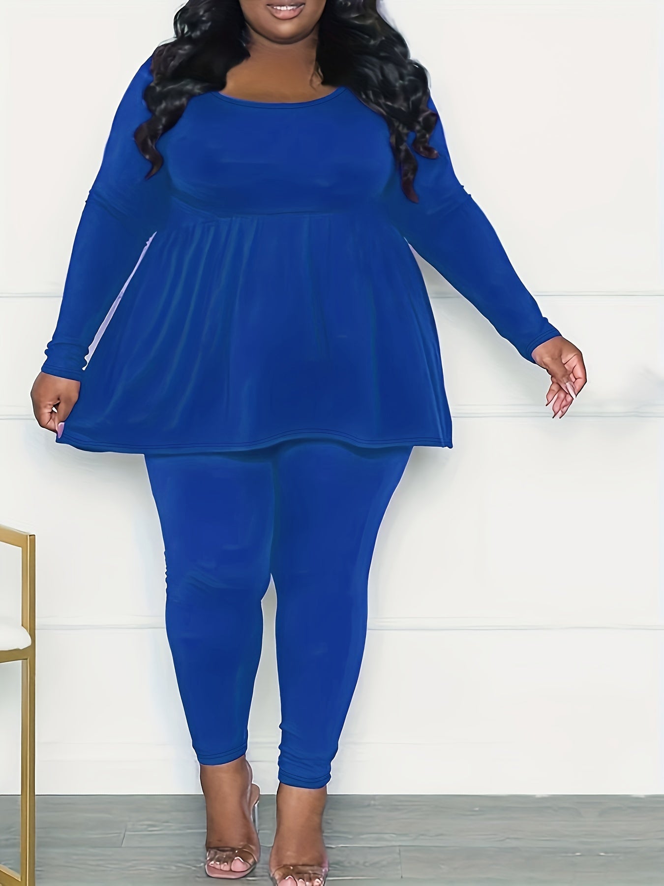  Peplum Top & Leggings 2 Piece Set