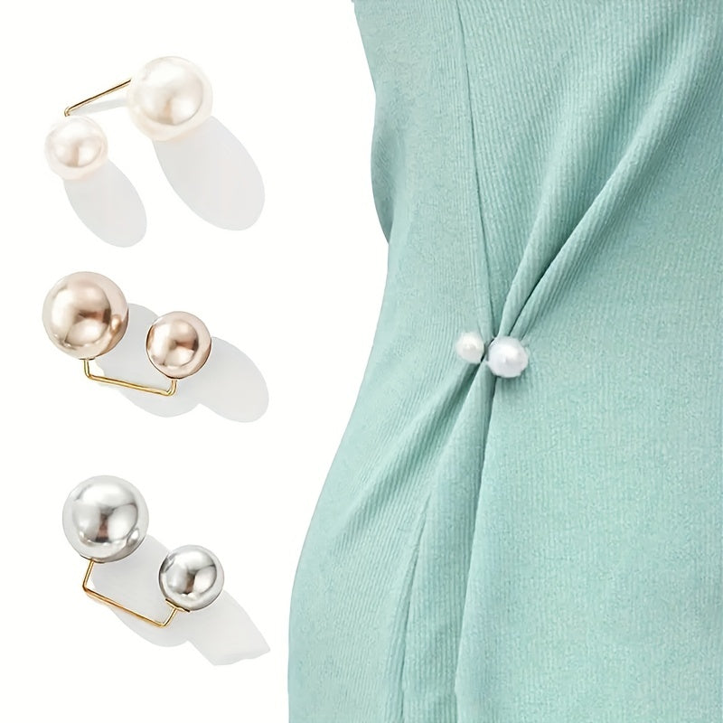 3pcs Faux Pearl Waist Pin Scarf Hijab Clip Set