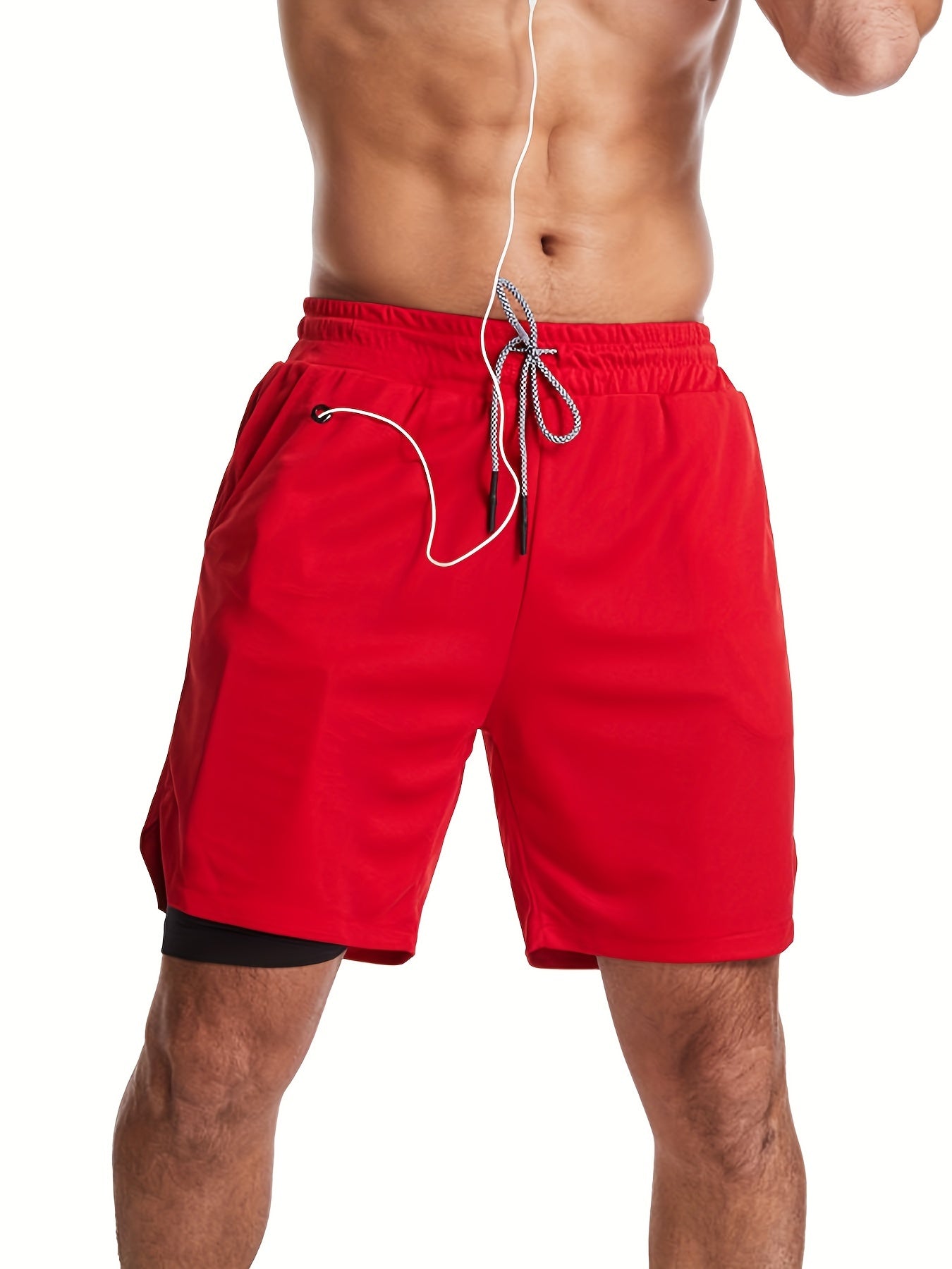 Men's Loose Solid Shorts w/ Pockets Active Drawstring Shorts