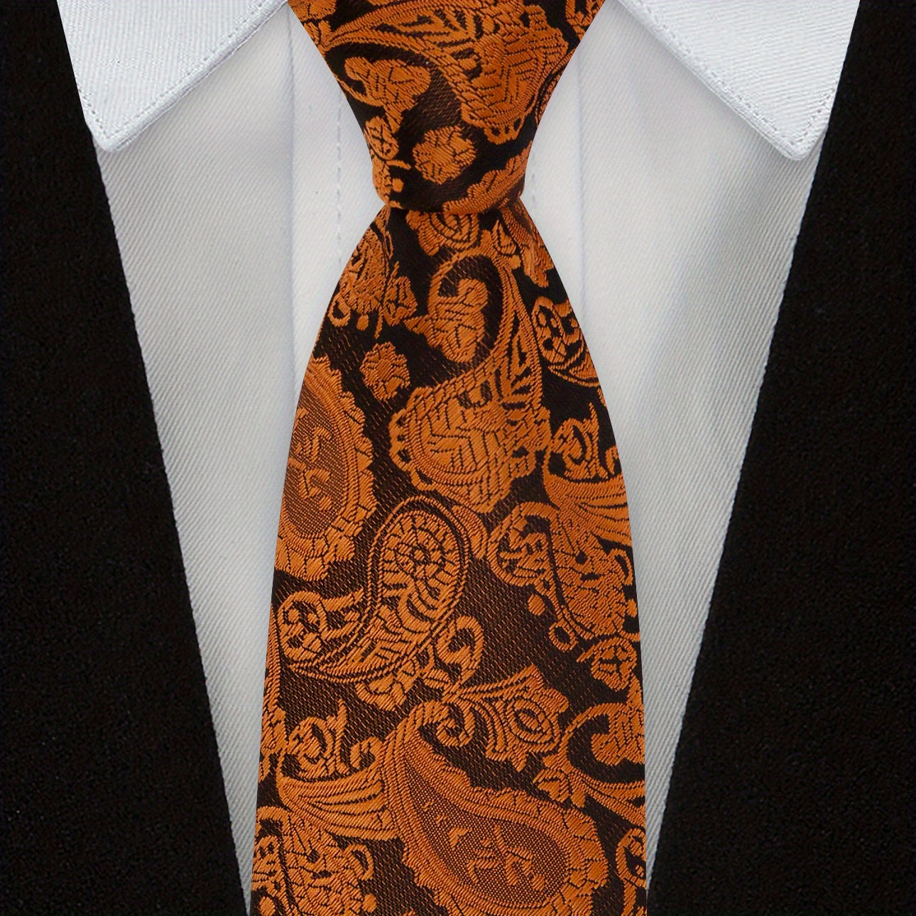 Men's Red Paisley Jacquard Woven Necktie For Wedding Business Party