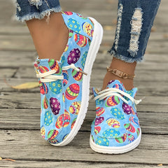 Colorful Pattern Breathable Flat Skate Shoes Lightweight Canvas