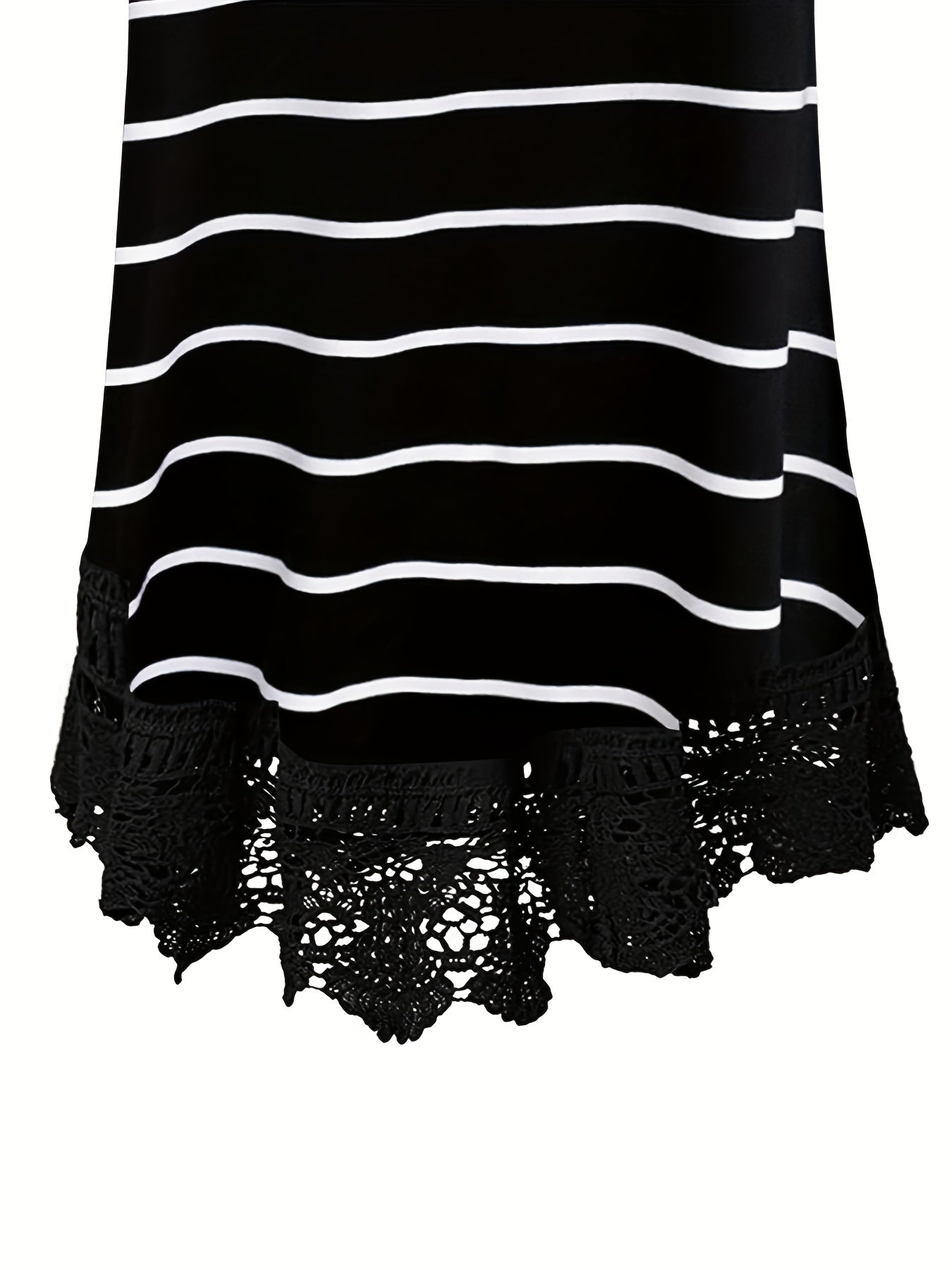  Stripe Print Lace Trim Tank Top