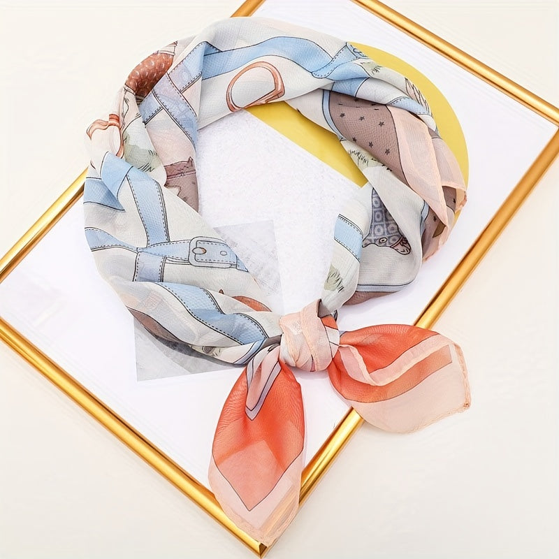 Chain Print Chiffon Neckerchief Scarf Bandana Head Wrap Hair Accessory