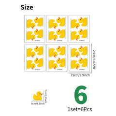 6Pcs Yellow Duck Bathtub Stickers Waterproof Bathroom Stickers