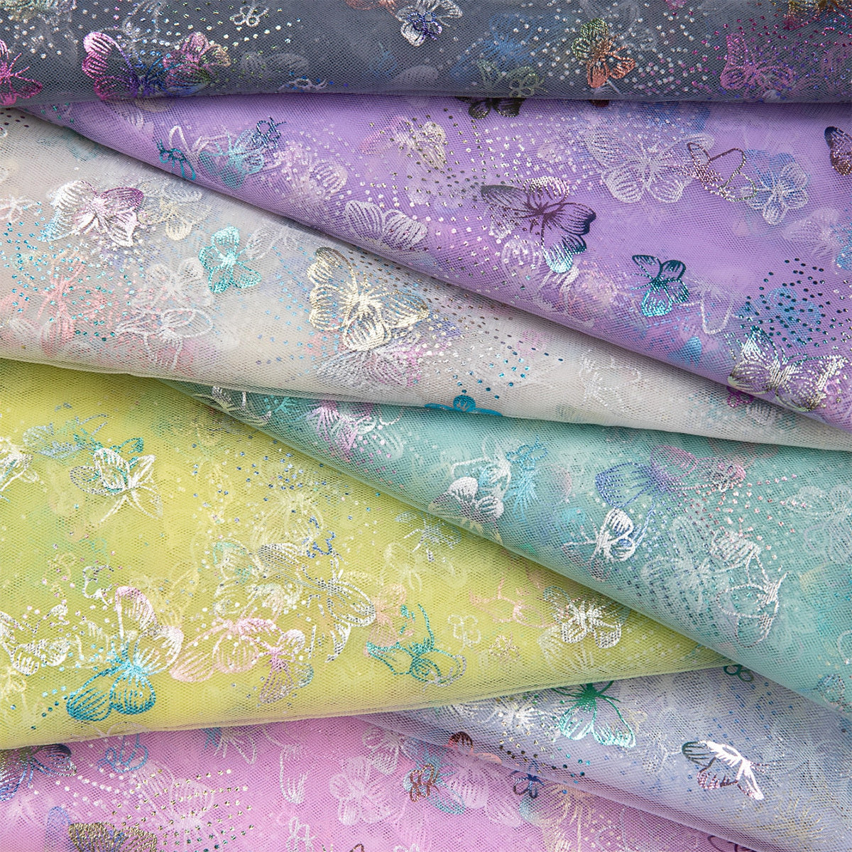 7pcs Butterfly Mesh Tulle Fabrics for DIY Sewing