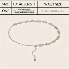 Sparkly Rhinestone Geometric Waist Chain with Flower Pendant