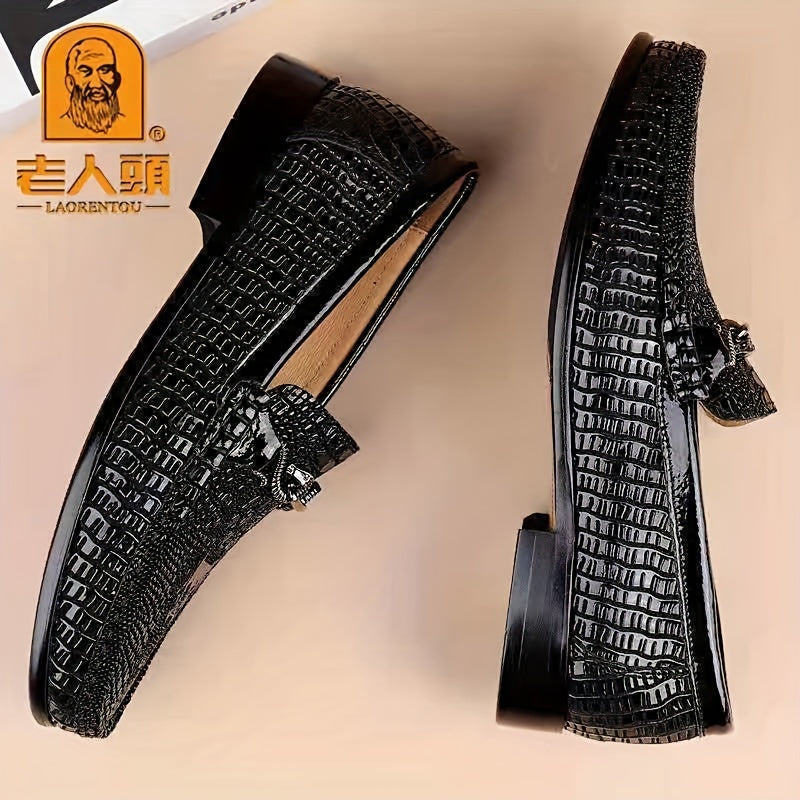 LAORENTOU Men's Leather Square Toe Loafers Lightweight Slip On Dress Shoes