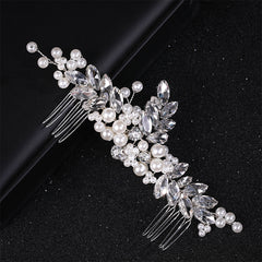 Bride Rhinestone Pearl Comb Wedding Headwear