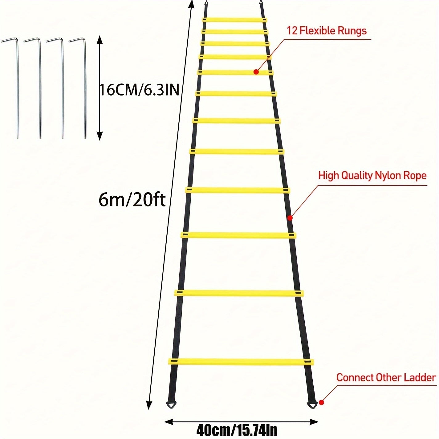 Speed & Agility Training Set - 12 Rung Ladder, Disc Cones, Hurdles