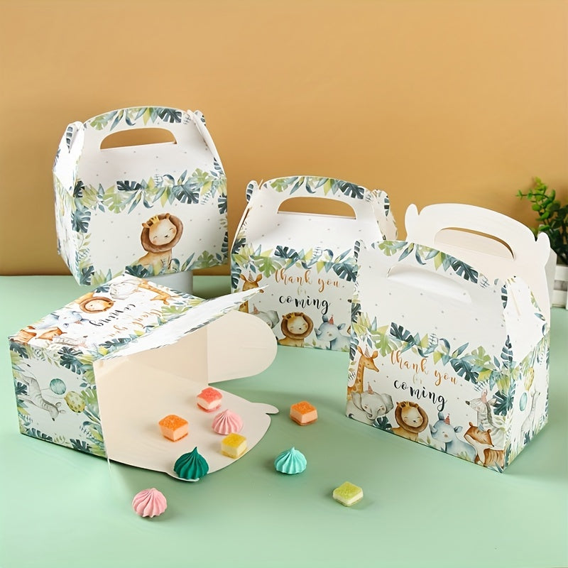 4pcs Polychrome Jungle Animals Treat Boxes 6 Inch