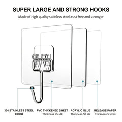10pcs Adhesive Hooks Heavy Duty Waterproof Stick Large Wall Hooks