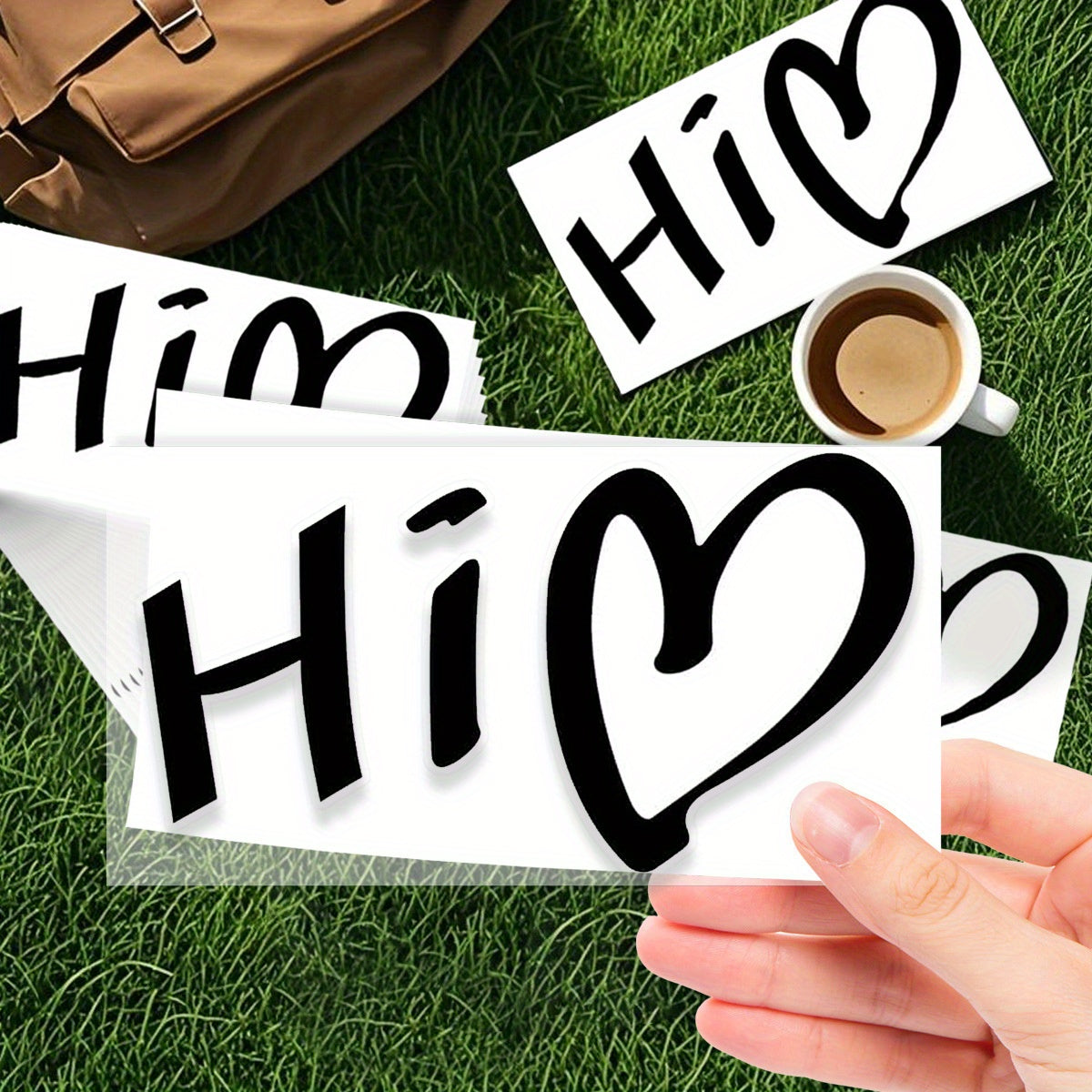 Hi Heart Welcome Self Adhesive Sticker Cursive Font Glossy Finish Si