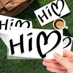 Hi Heart Welcome Self Adhesive Sticker Cursive Font Glossy Finish Si
