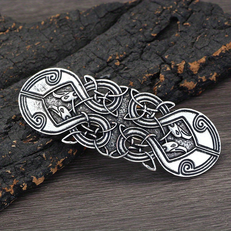 Vintage Silvery Hair Clip Viking Style Barrette Back Head Hair Clip