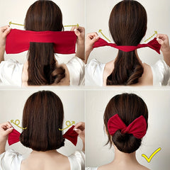 Minimalist Bow Charm Hair Bun Maker Solid Hair Band Magic Styling Accessory