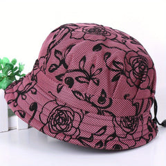 Vintage Rose Embroidery Bucket Hat Solid Short Brim Basin Hat UV Protection