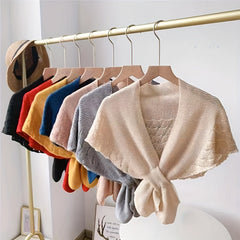 Ruffle Shawl Knitted Warm Cape Women Coldproof Scarf Cloak Cardigan