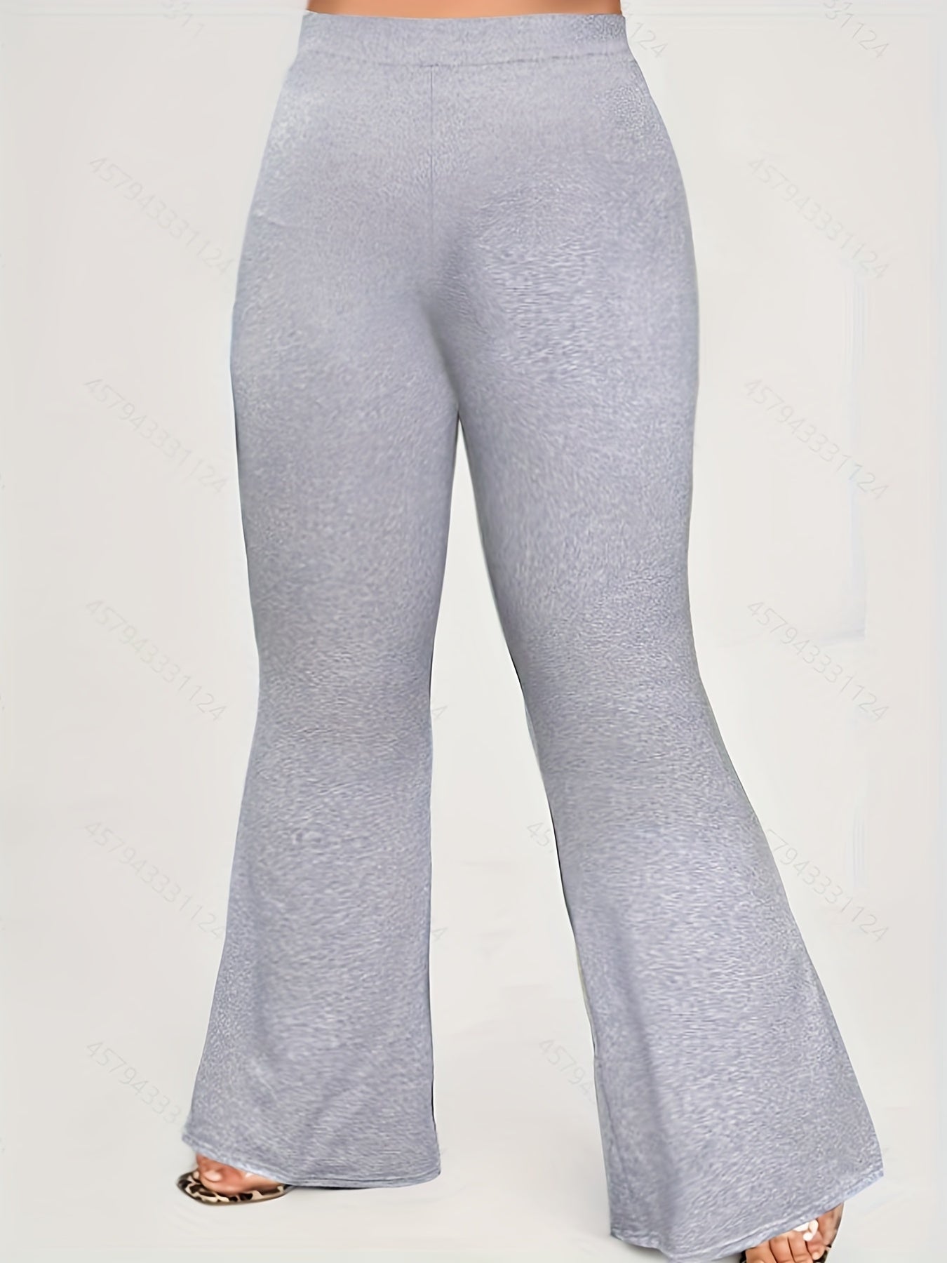  Solid High Rise Flared Leg Pants
